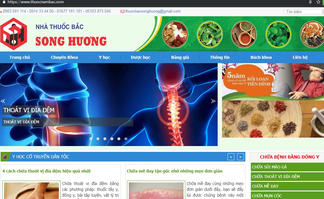 Trang chủ website thuocnambac.com